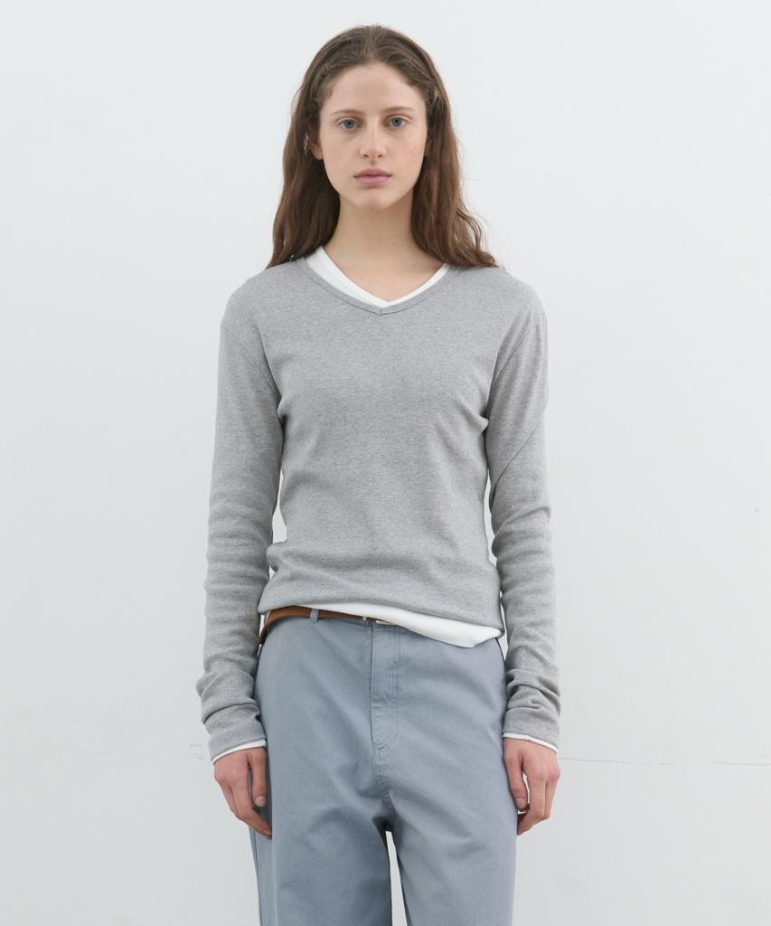 POSZER Essential V-Neck Long Sleeve (Gray)