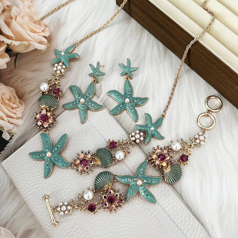 Themed 4 Piece Shell Necklace Collection Sensitive Skin Friendly Alloy Jewelry For Summer Vacation