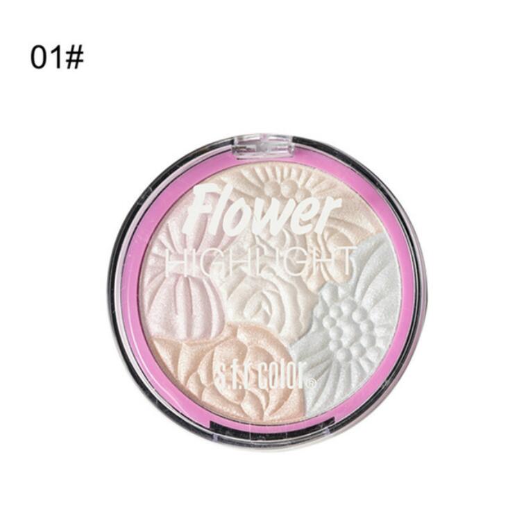 5 Color Flower 3D Highlighter Eyeshadow Powder Face Makeup Palette Glow Shimmer Rainbow Highlight