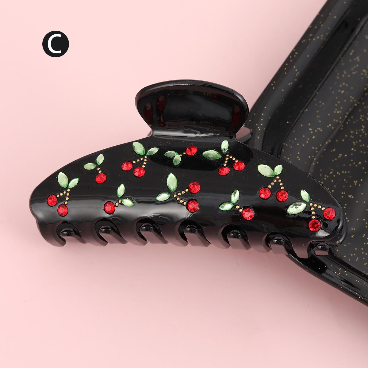 

1 шт. Японская и корейская ацетатная заколка-шпилька с вишней, стразами, милым темпераментом, ретро, легкой роскошью, заколка-краб для волос, украшение для волос