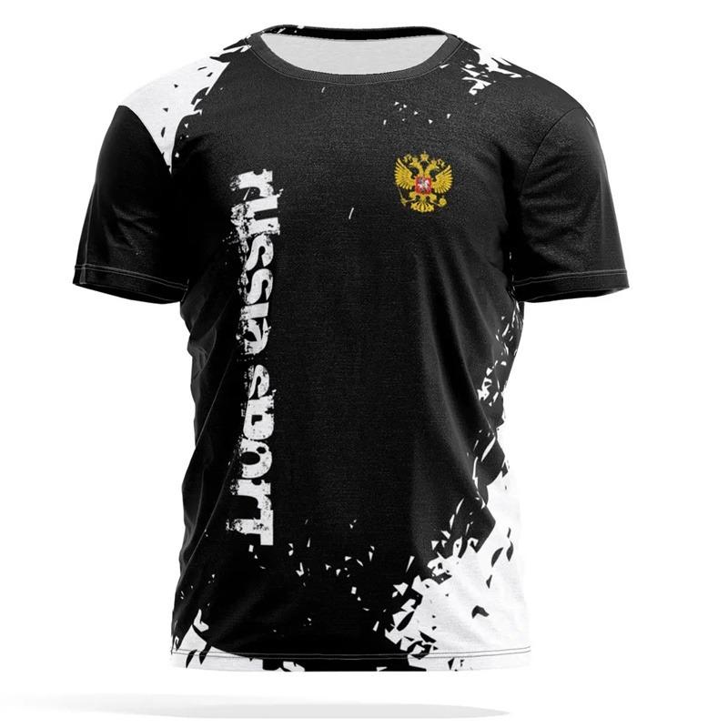 

Графическая футболка с гербом России для детей и взрослых, летняя повседневная мужская одежда, свободная футболка с коротким рукавом для мальчика 100