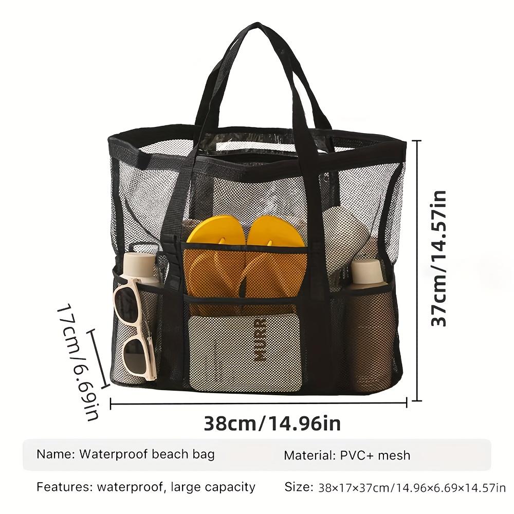 

1pc Oversized Mesh Beach Wash Bag, Large Capacity Storage Bag, Foldable Mesh Beach Tote Bag, Beach