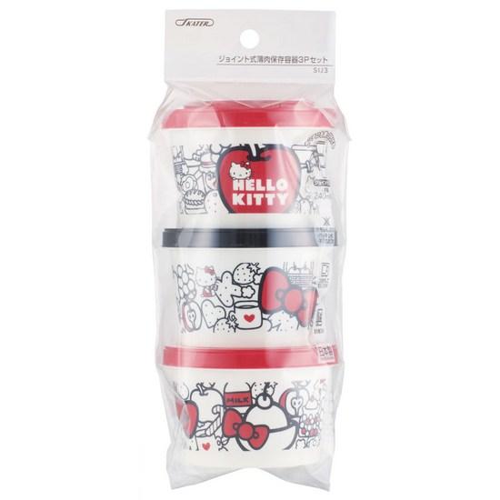 Skater Hello Kitty Ribbon 3-tier Stacking Round Container SIJ3, a Popular Character In Korea