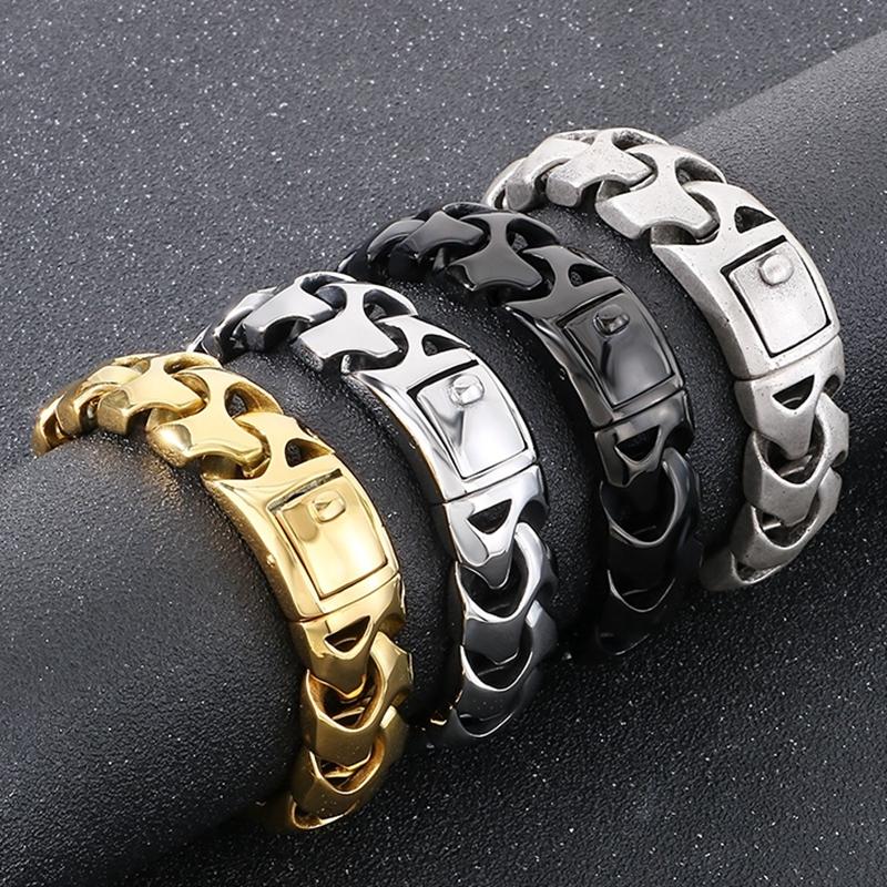 High Polished Arrow Shaped Bracelets Men Black/Gold Color Stainless Steel Bike Chain Bilezik Boho Male Jewelry Accessories