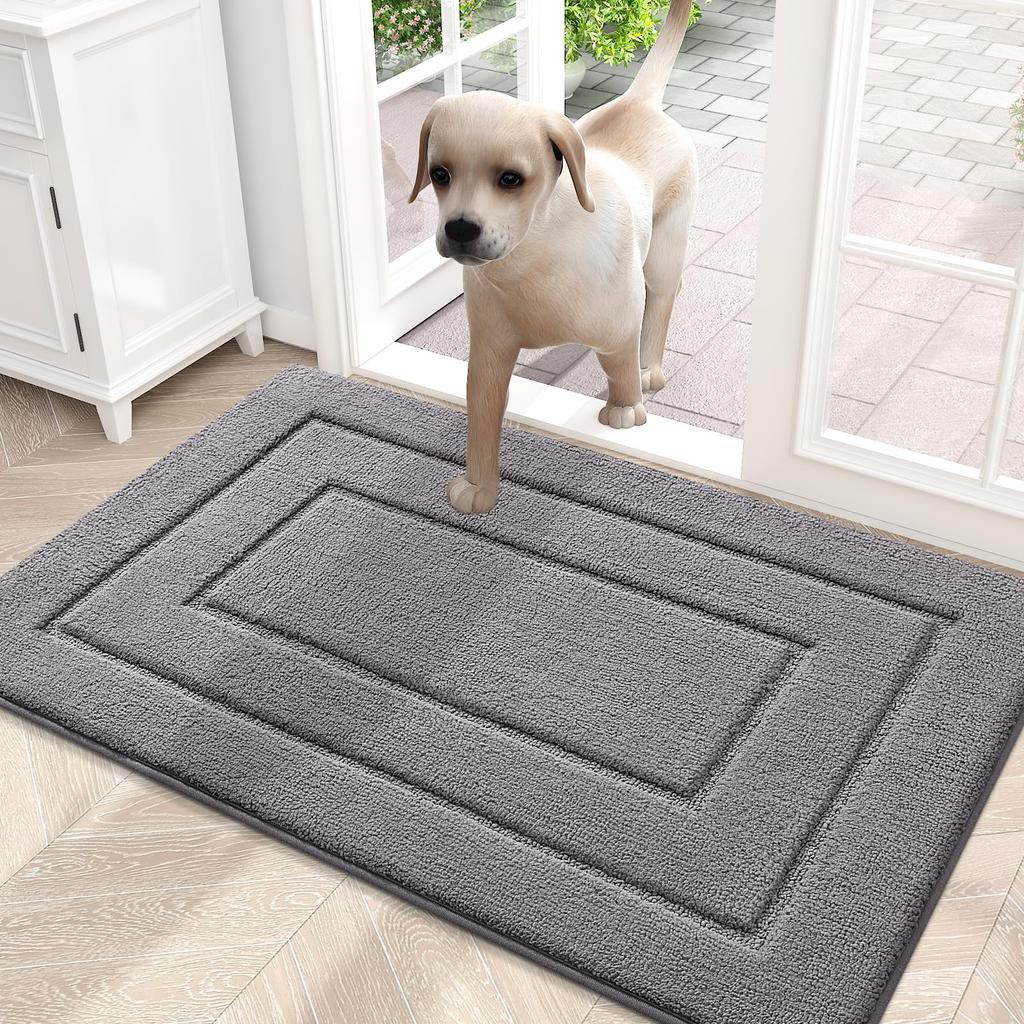 Olanly Entrance Door Mats Indoor Absorbent Resist Low-Profile Doormat Washable Home Entryway Floor Mat Thicken Front Door Carpet