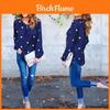 Premium Quality Woman O Neck Long Sleeve Casual Polka Dot Blue Blouse For Everyday Comfort