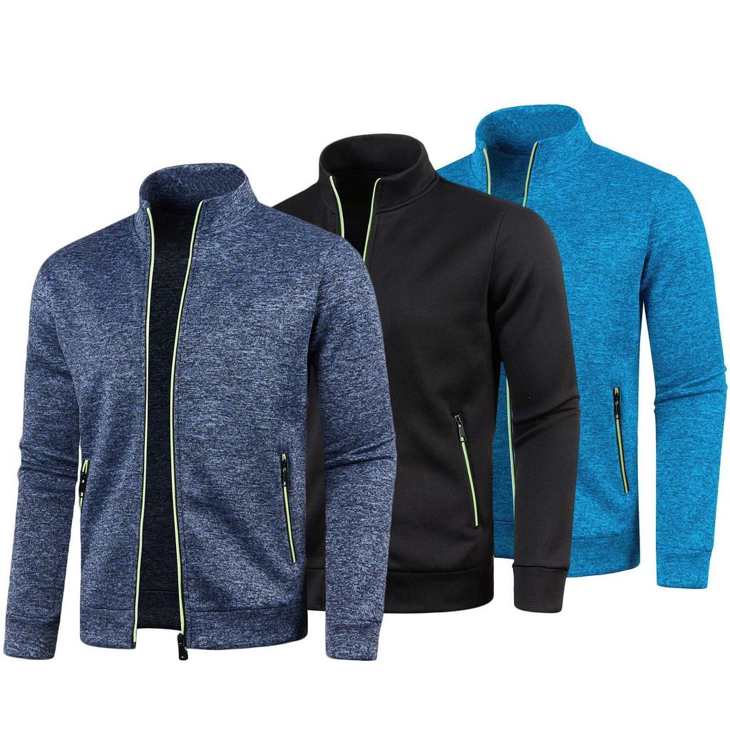 A Zimní Pánský Svetr Pletený na Zip s Dlouhým Rukávem Tenký Sametový Top Bunda Třídílný Oblek