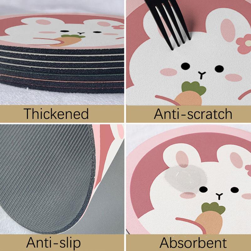Cartoon Water-absorbing Coaster Heat-resisting Non-slip Drink Coffee Cup Pad Skid Insulation Pot Bowl Mat Kitchen Tableware Set