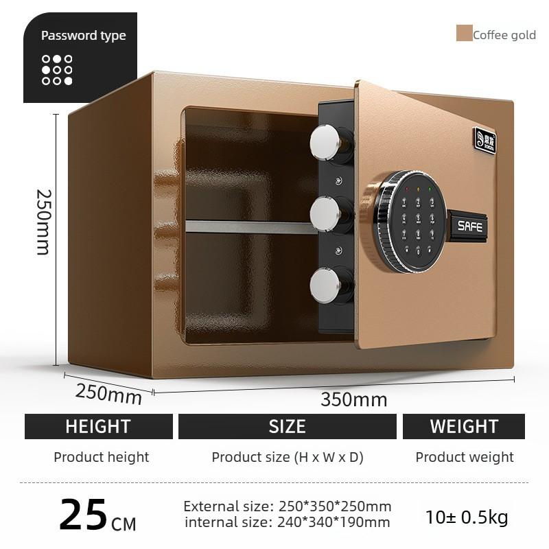 Small Safe Coffer Household Safe Deposit Box Office Hotel Electronic Fingerprint Password Lock Thickened Anti Theft Cabinet