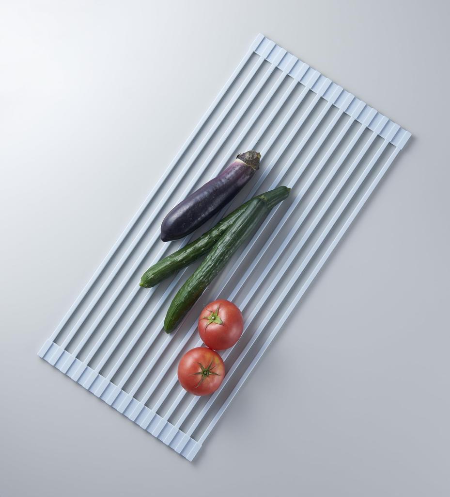Silicone Light Blue Drainer Light 52 x 24 x Over the Heat Resistant up to R(R) Drainer, Rack, Blue, 0.7 (cm), Sink, Foldable, 210℃, SM-653