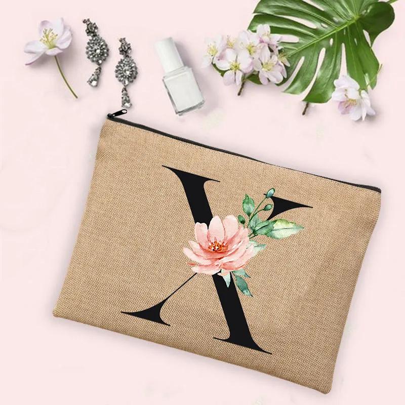 Gift for Her 26 Letter Printing Woman's Make Up Bags Handbags  Makeup Organizers Lovely Casual Travel Toiletry Bags Lipstick Bag