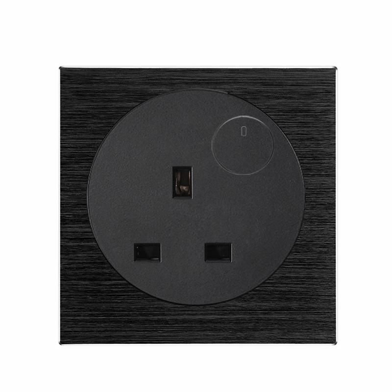 EU France Standard Retro Switch Vintage Metal Aluminum Wire Drawing Alloy Wall Socket Universal Home Light Switch Power Outlet