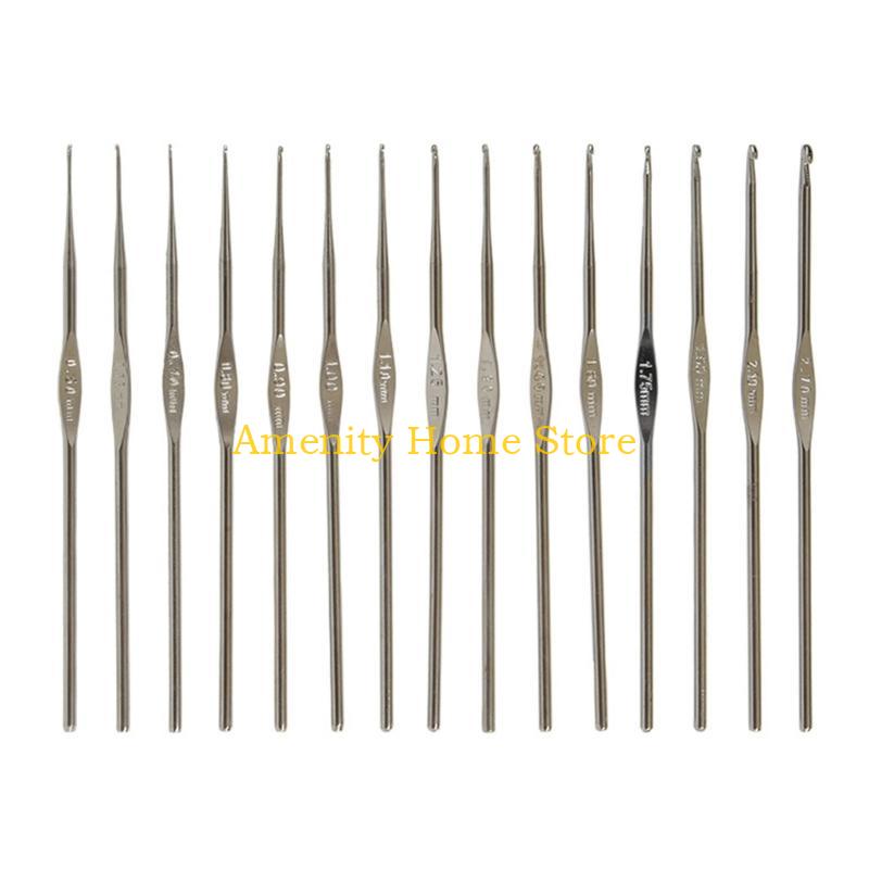 

F26C 15/16 Pieces Aluminum Crochet Hooks Ergonomic Crochet Needle 0.5mm to 2.7mm