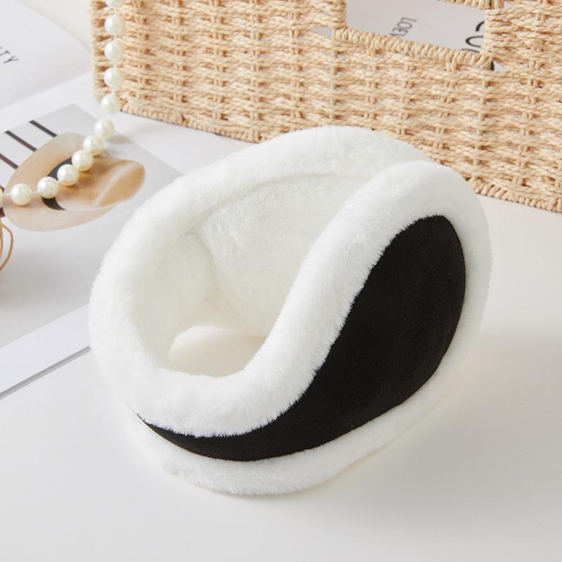 

Versatile Plush Color-Block Ear Muffs - Adjustable Korean Style Winter Ear Warmers чорний