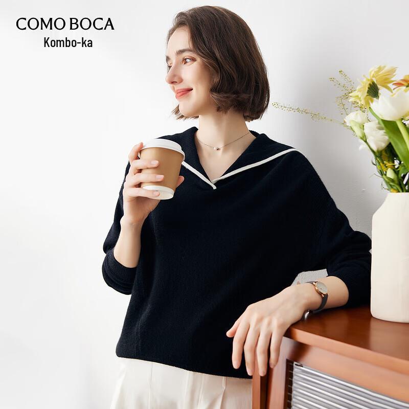 

Komom Boca Women s Cashmere Navy Collar Sweater S