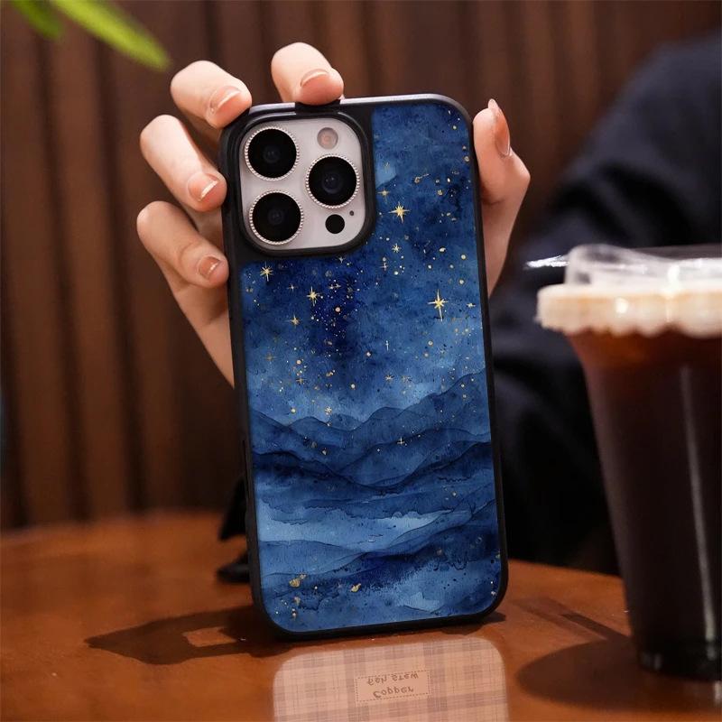 Shanhai Starry Sky is suitable for iPhone16/17 mobile phone case 15pro matte PC13 large hole 14 personality 12 men's and women's models