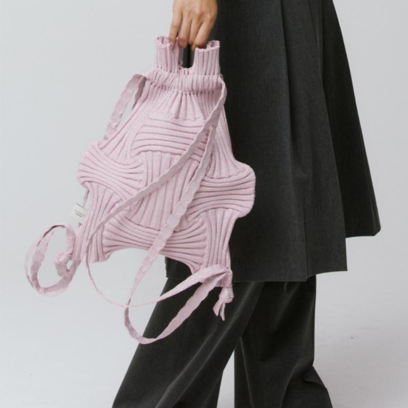 Pleatsmama Glitter Pale Pink New Bow Backpack