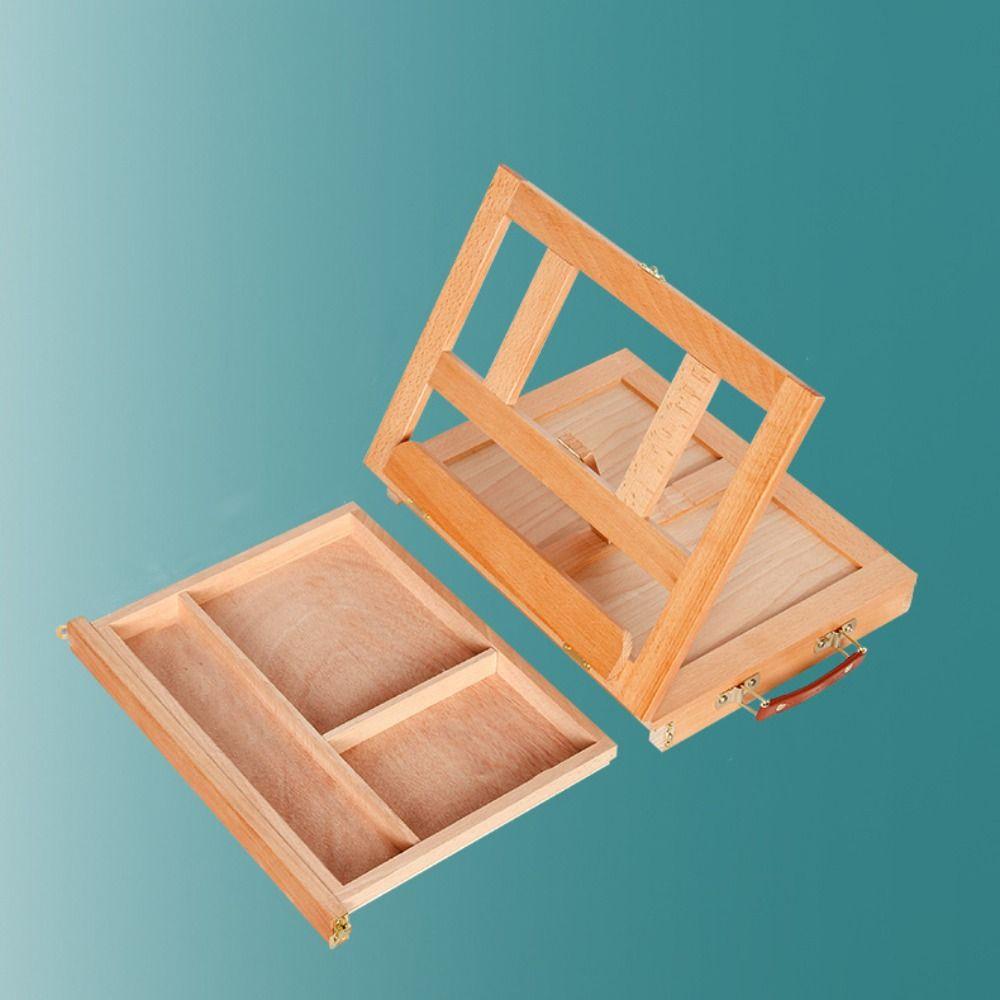 Adjustable Beech Wooden Table Easel Multifunction Professional Art Painting Easel Box Oil Paint Folding Sketch Drawer Box