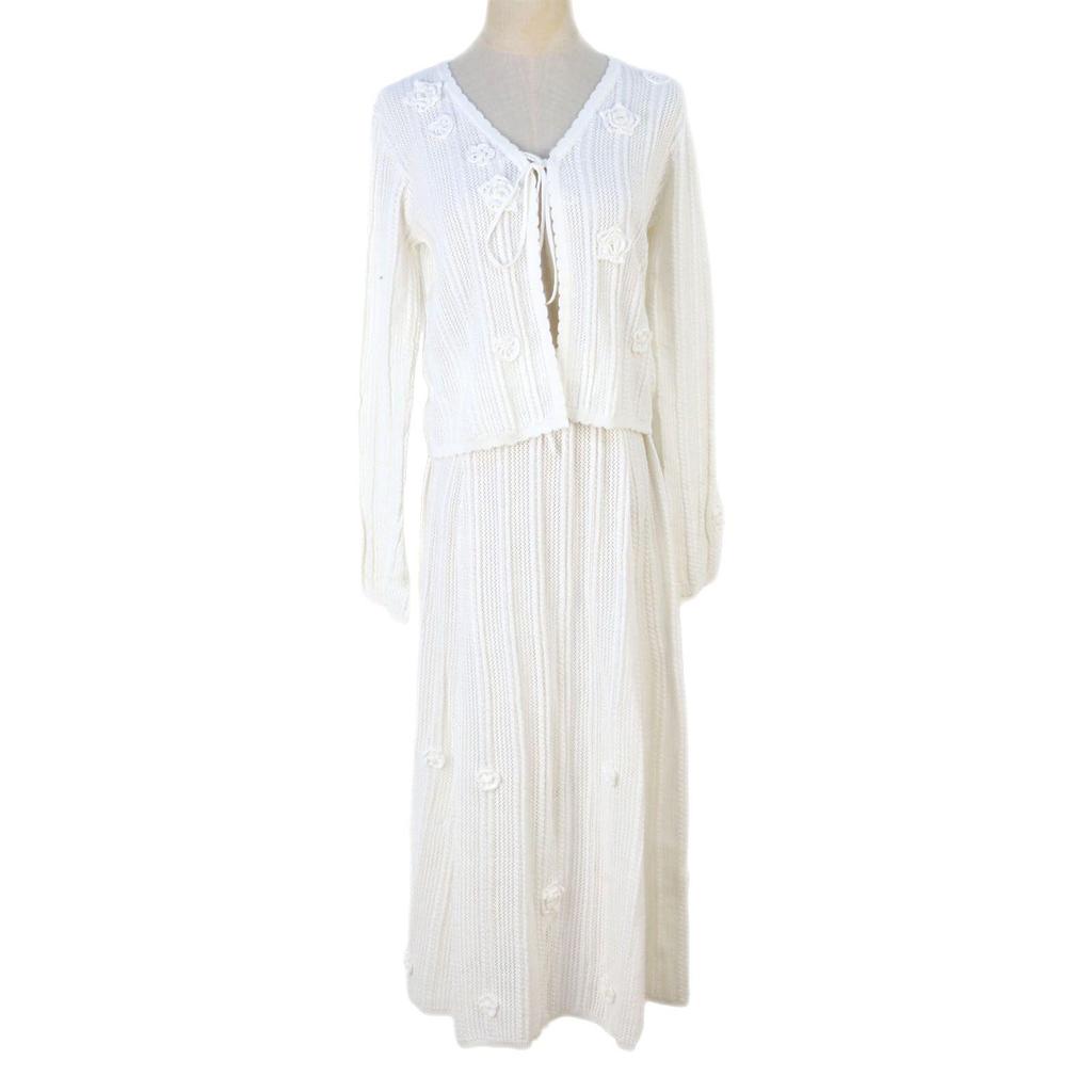 Women's Camellia Knit Set: Cardigan, Vest + Skirt – Spring/Summer Forest Fairy Style