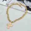 1PCS Irregular CCB Bead Necklace Alloy Cross Pendant Women's Fashion Gothic Necklace Steampunk Jewelry