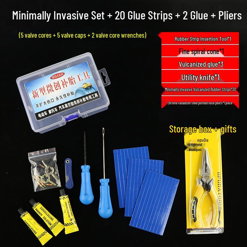 Electric Tire Repair Kit - Tubeless Motorcycle & Car, Vulcanized Rubber Strips