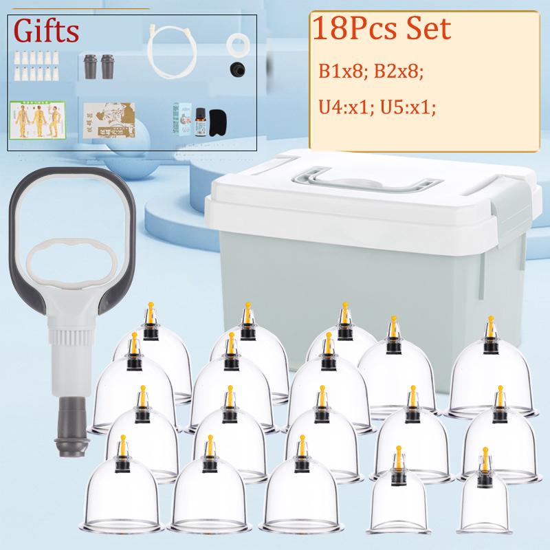 Koppesett, Koppingterapisett, 12/18/24 kopper Profesjonelt kinesisk koppesett for massasje rygg, smertelindring, fysioterapi, massasjeterapisett