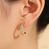 Sparking Inlaid Synthetic Cubic Zirconia Golden Plated Stud Earrings for Women Exquisite Elegant Banquet Holiday Jewelry