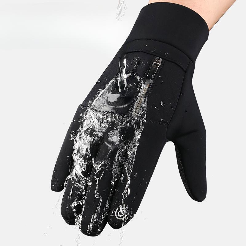 Cycling Gloves Men's Autumn and Winter Outdoor Cycling Sports Anti slip Touch Screen Thickened Fishing Express Delivery Takeaway Two Finger Gloves