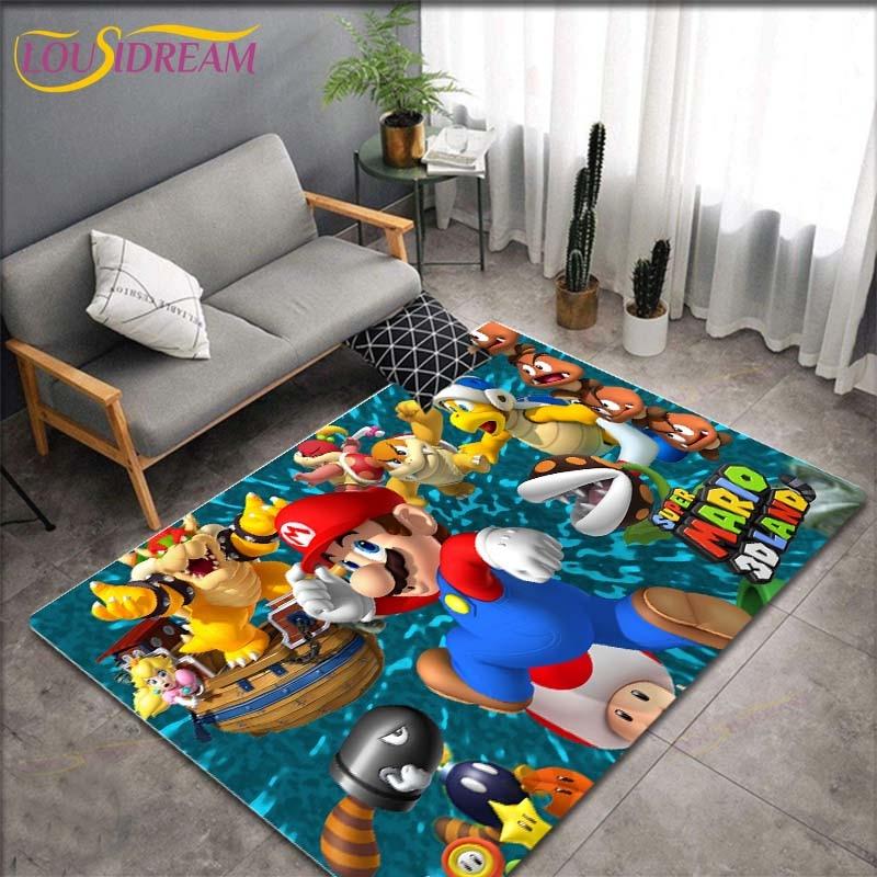 Tapetes com Padrão Anime Mario Bros para Sala de Estar Tapete de Área Antiderrapante Tapetes para Quarto de Crianças Tapete de Yoga Tapete Grande Decoração
