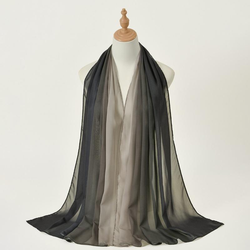 New Gradual Change Color Matching Pearl Chiffon Scarf Long Scarf Women's Decorative Yarn Ethnic Headscarf
