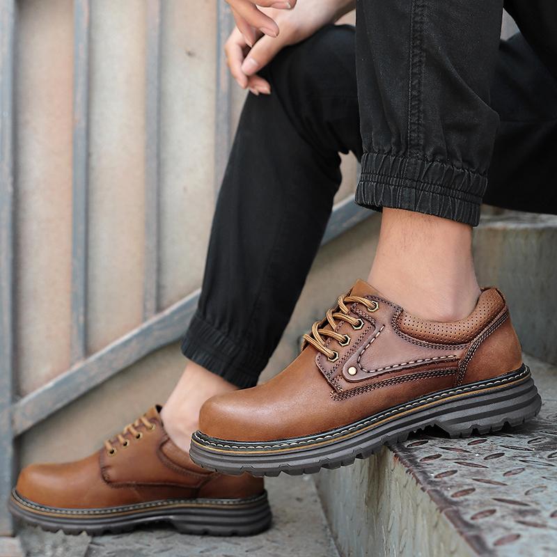 Fashion Thick Soled Men's Shoes Luxury Quality Genuine Leather Style Business Office Formal Party Classic Black Brown Shoes Hot Quality