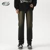 American Retro High Street Jeans Men'S Vibe Style Yellow Mud Dyed Washed Denim Pants Straight Tube Slimming Denim Pants