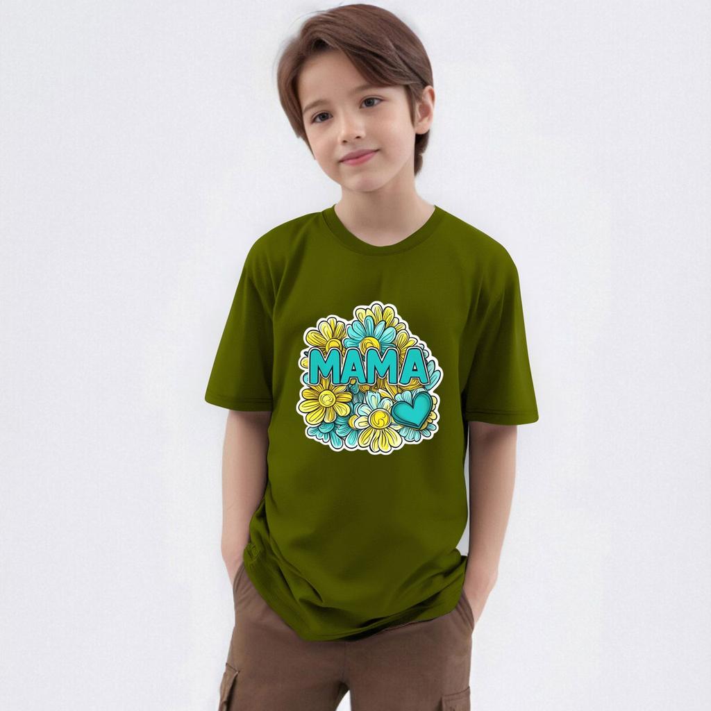 Children's Printed Round Neck Short-sleeved T-shirt Top