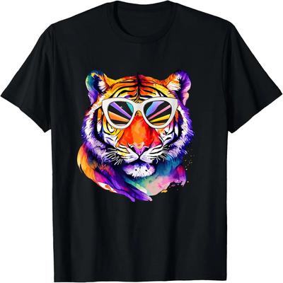 Gifts For Tiger Lovers Graphic Tees Cool Tiger Sunglasses T-Shirt