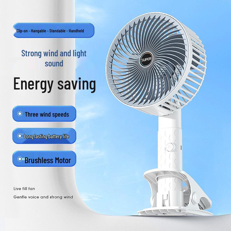 

USB Rechargeable Multifunctional Mini Fan, Handheld & Wall-Mounted Plug-in Type білий/сірий колір