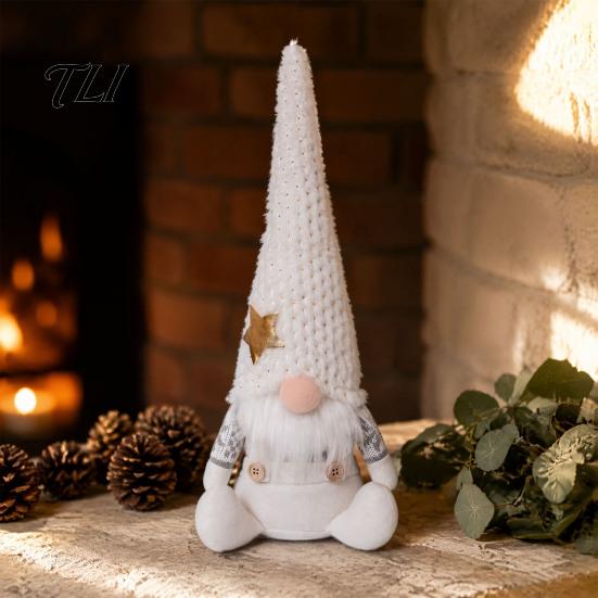 Plush Holiday Table Ornaments Christmas Knit Gnome Plush, Nordic Forest Elf Faceless Doll Figurine Decorative Stuffed Dolls for Shelf, Soft