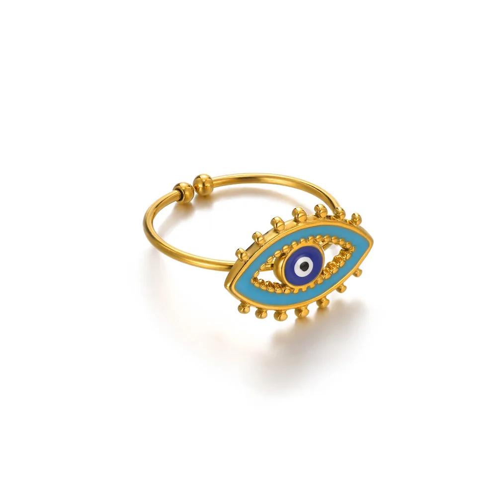 Colorful Non-Fading Eyes Punk Rings For Women Men Fashion Devil's Eye Zirconia Ring Personalized Gold Color Anillos Party Gift