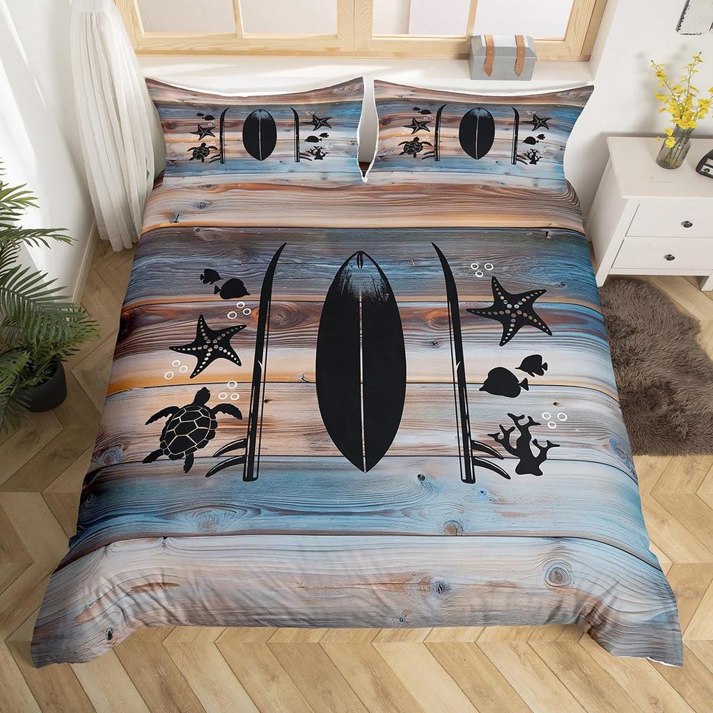 Wooden Board Duvet Cover Sets For Teens Adults Lightweight Quilt Cover With 2 Pillowcases Farmhouse Style Bedding Sets No Quilt