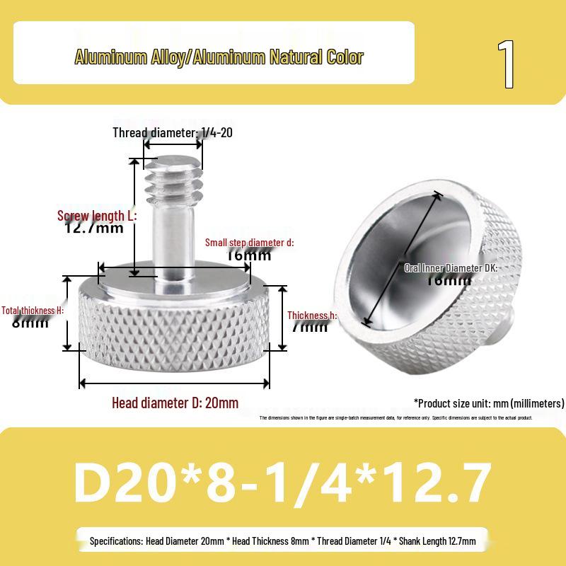 1/4 Aluminum Alloy Hand-Tightened Drone Gimbal Adjustment Screw