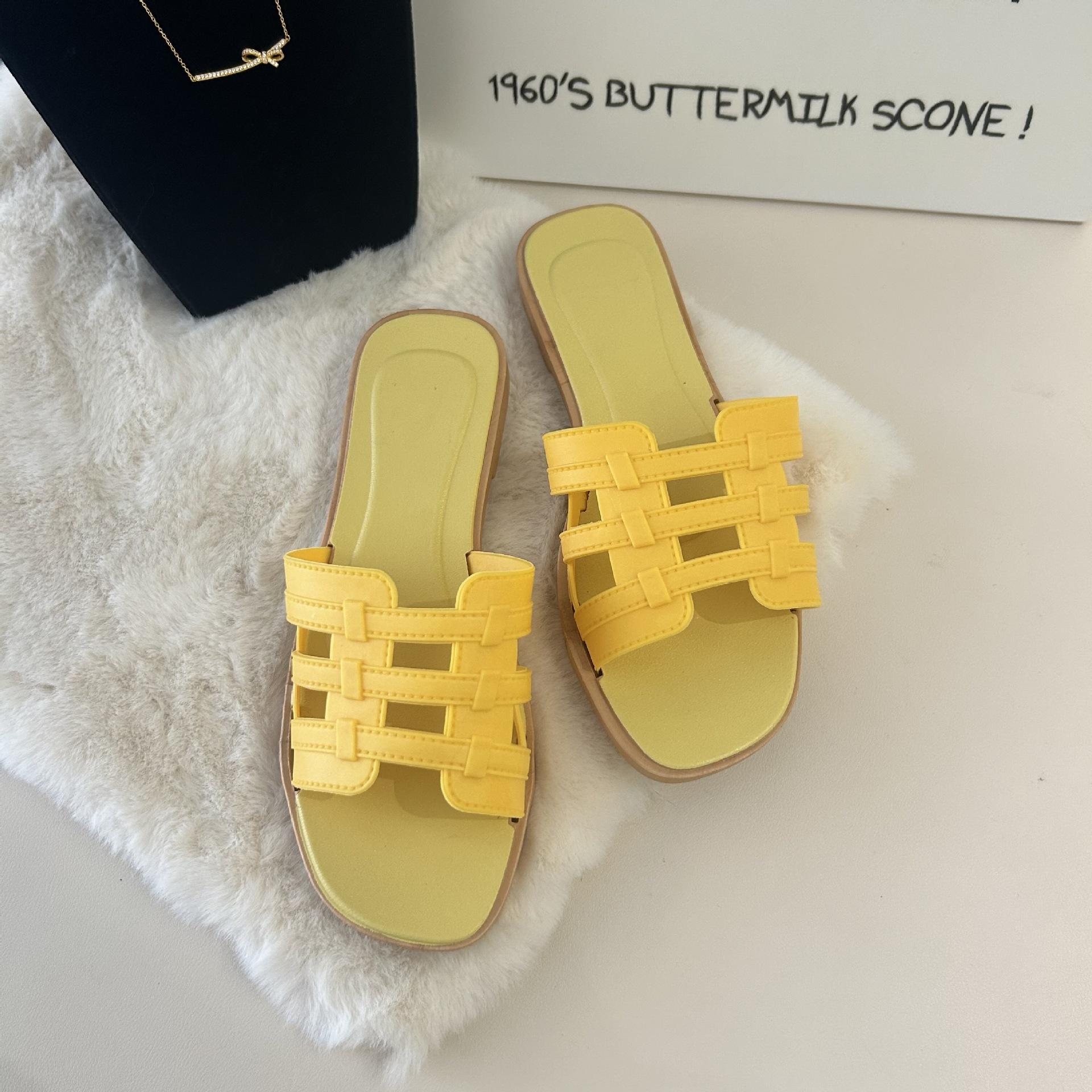 

Летние новые шлепанцы с перекрестными ремешками женские простые однословные шлепанцы модные универсальные интернет-знаменитость инс 40-41