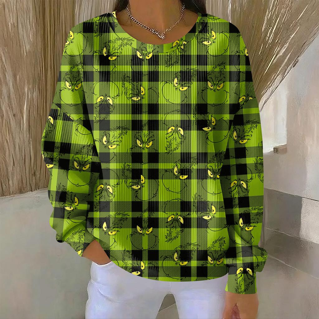 Women's Loose Comfortable Casual And Fashionable Round Neck Pattern Long Sleeved Sweatshirt