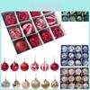 Festive 12/24pcs Christmas Tree Baubles Glitter Ornaments For Christmas Decor