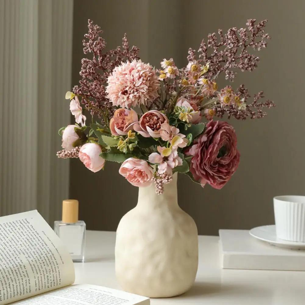1pc Bright Colored Artificial Blooms Artificial Flower Bouquet Elegant Silk Floral Bouquets for Wedding Home Office Decor for Ta
