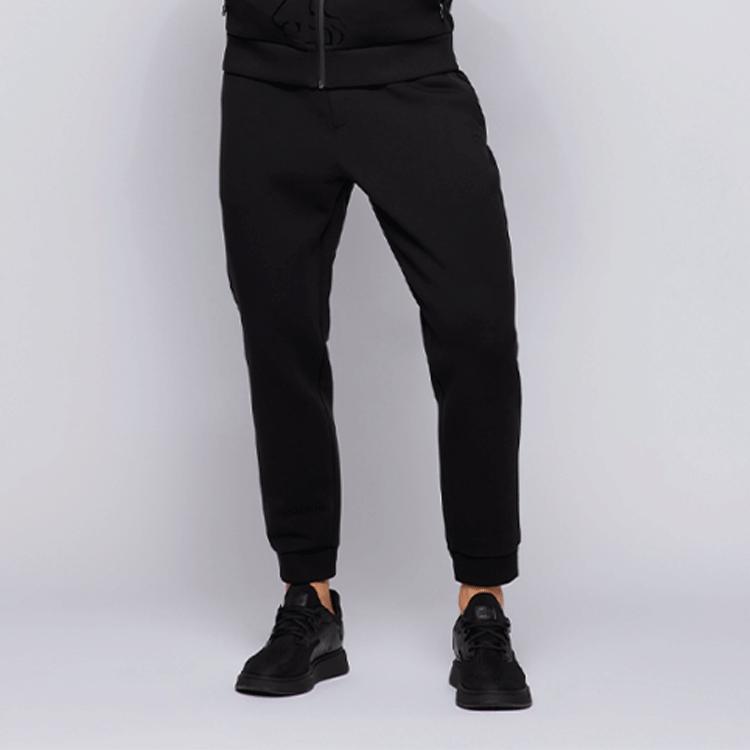 HUGO BOSS Knitted Sweatpants Men's Black Moderate Straight Fit Pants 50461908-001