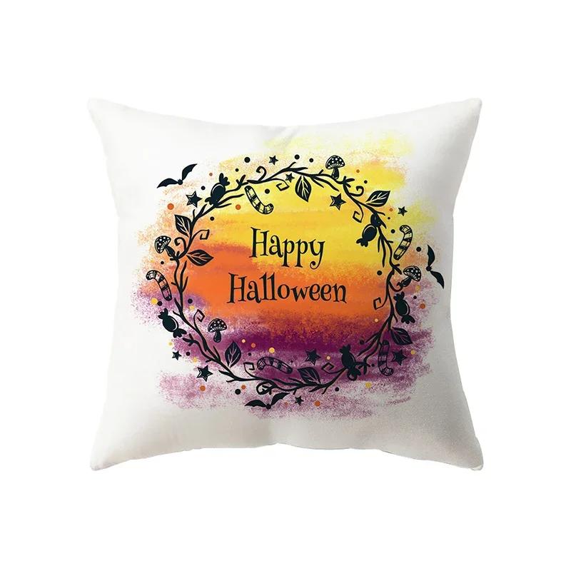 Halloween Theme Horror Pumpkin Print Pattern Cushion Cover Home Living Room Sofa Decoration Square Pillow