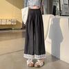 2025 Summer Retro Women’s Petite High-Waisted Wide-Leg Lace-Edged Pants