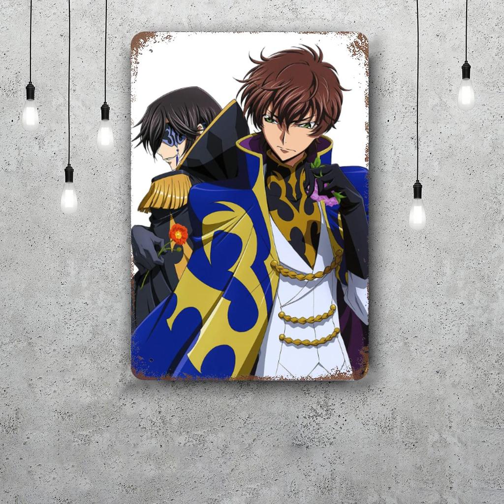 Code Geass Anime Vintage Metal Tin Signs Posters Decor Retro Metal Plaque Wall Art Decor for Garage Bar