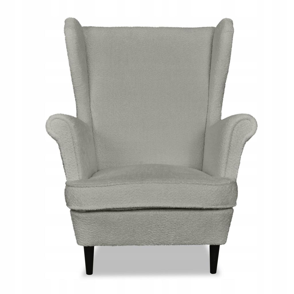 Bella Wing Chair with Footrest Scandinavian Family Meble Light Gray Plush