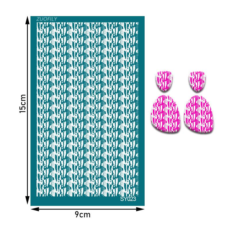 Washable Silk Screen Stencils Soft Pottery Polymer Clay Geometric Animals Plants Craft Embossing Tool DIY Earring Jewelry Mold