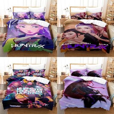 K-POP Demon Hunters Bedding Set Queen King Size EU Single Quilt Bed Cover Duvet Cover Sets With Pillowcases For Girls Birthday
